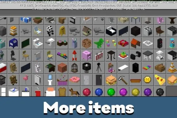 Items from BONY162 Furniture Mod for Minecraft PE