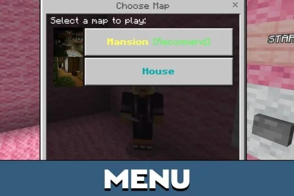 Menu from Horror Hunt Map for Minecraft PE