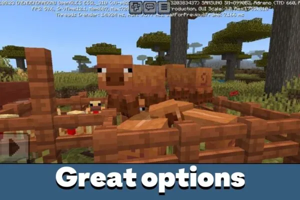 Options from Solid Mobs Mod for Minecraft PE