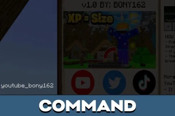 Command from XP Equals Size Mod for Minecraft PE