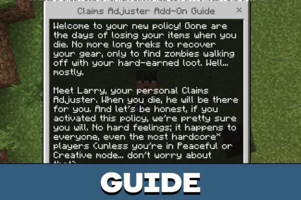 Guide from Claims Adjuster Mod for Minecraft PE