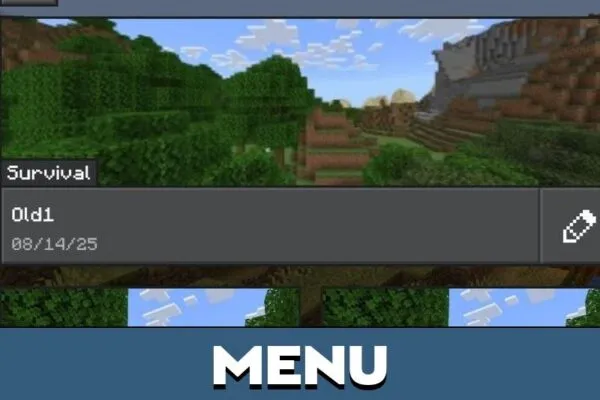 Menu from Old World Generation Map for Minecraft PE