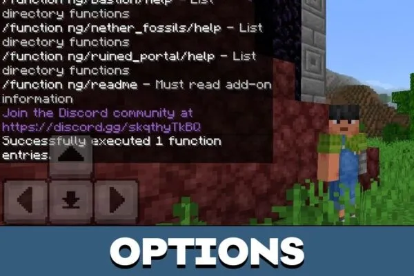 Options from Nether Generator Mod for Minecraft PE