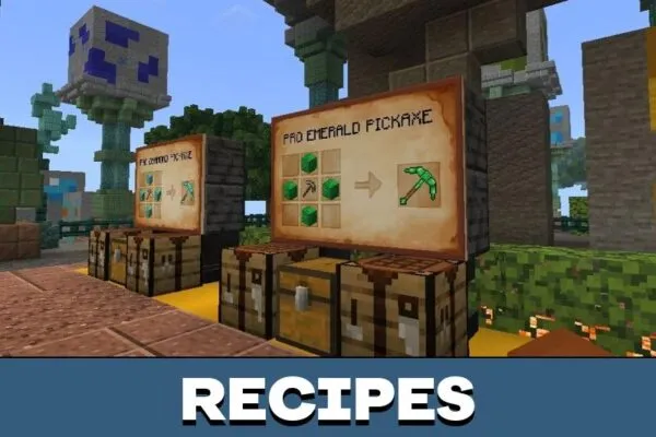 Recipes from Pickaxe Mod for Minecraft PE