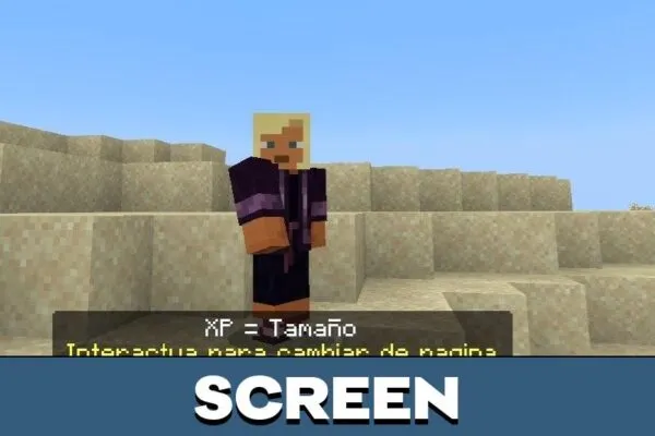 Screen from XP Equals Size Mod for Minecraft PE