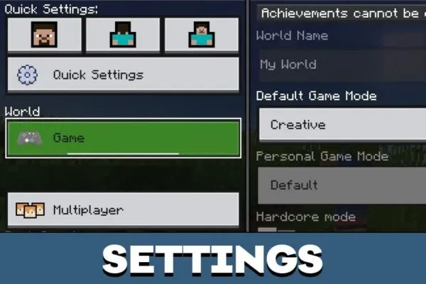 Settings from Nebux Xtreme Texture Pack for Minecraft PE