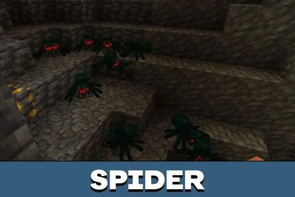 Spiders from Horde of Mobs Mod for Minecraft PE