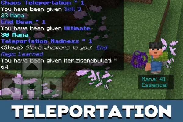 Teleportation from End Magic Mod for Minecraft PE