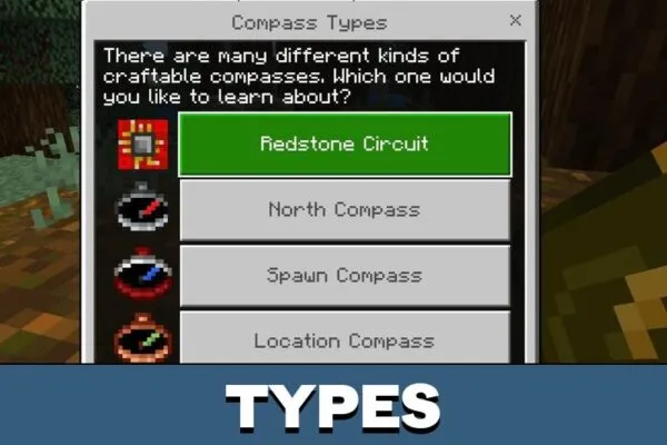 Types from Compass Mod for Minecraft PE