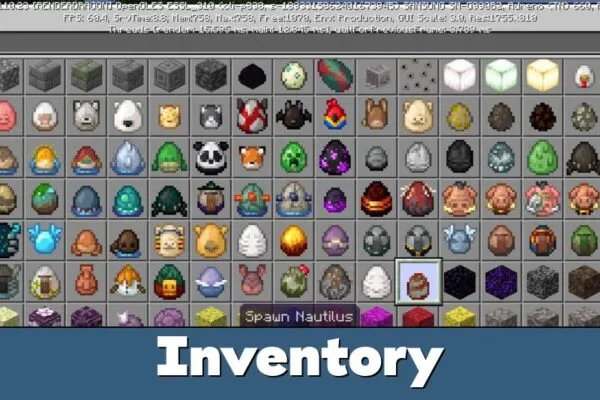 Inventory from Nautilus Mod for Minecraft PE