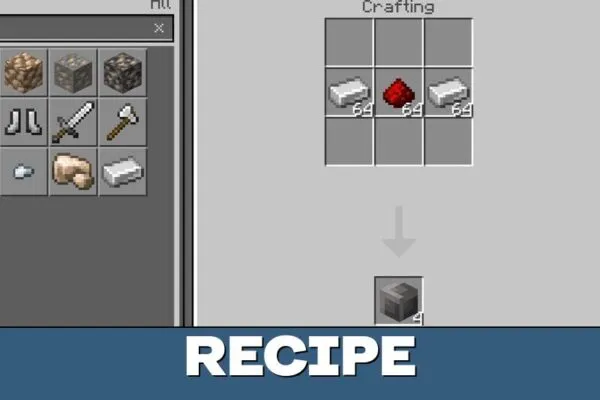 Recipe from Item Pipe Mod for Minecraft PE