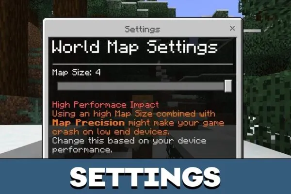 Settings from Explorers Map Mod for Minecraft PE