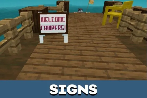 Signs from Camp Enderwood Map for Minecraft PE