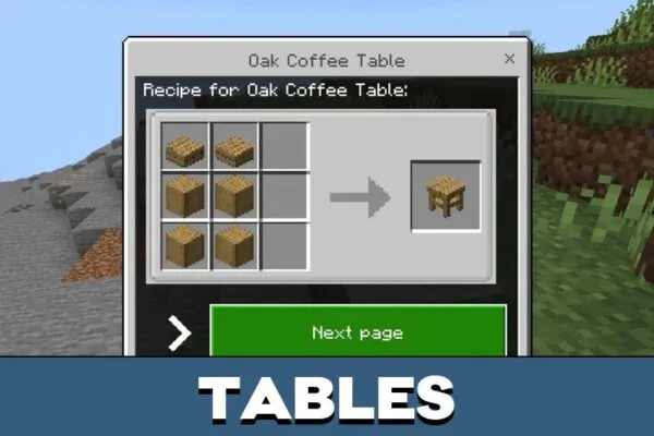 Tables from Unusual Furniture Mod for Minecraft PE