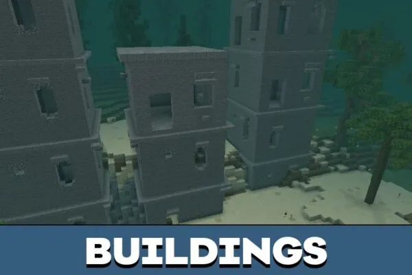 Buildings from 100 Days Kraken Island Map for Minecraft PE