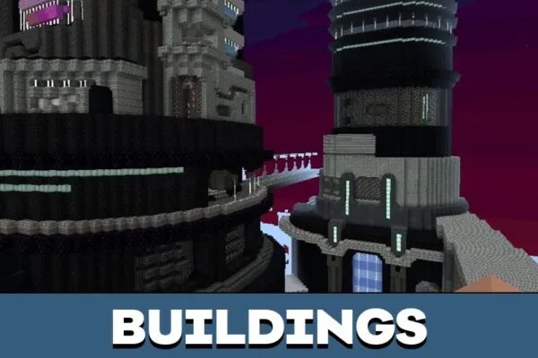 Buildings from Cyber City Map for Minecraft PE