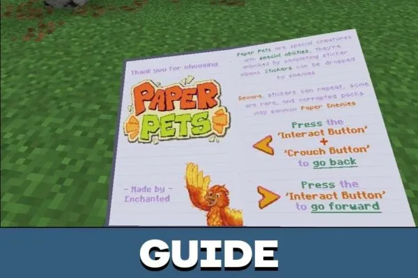 Guide from Paper Pets Mod for Minecraft PE