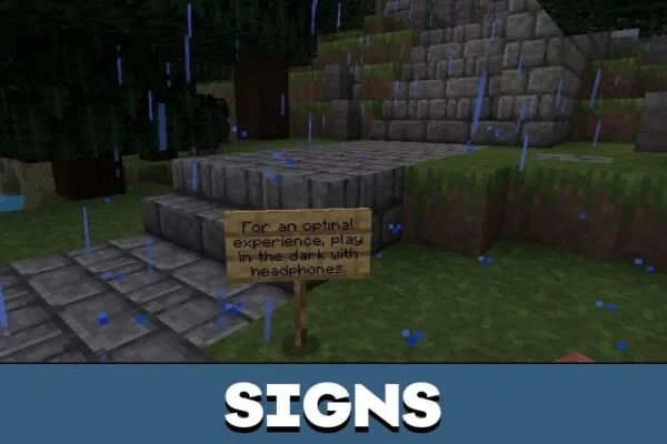 Signs from House of Screams Map for Minecraft PE