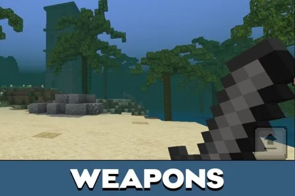 Weapons from 100 Days Kraken Island Map for Minecraft PE