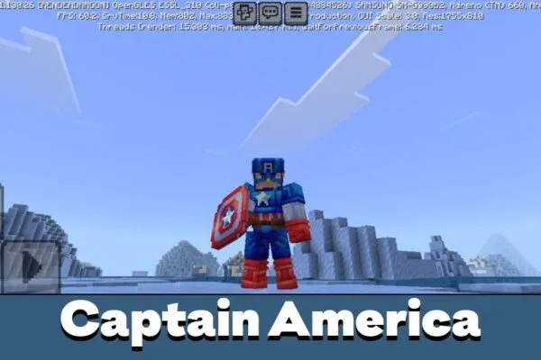 Captain America from Heroes Vanguard Mod for Minecraft PE