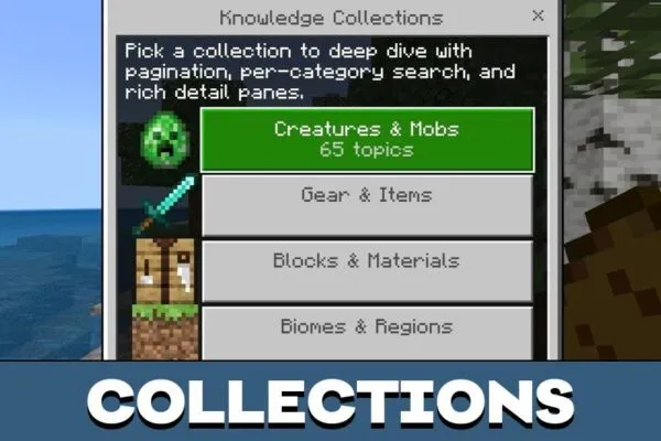 Collections from Pocket Wikipedia Mod for Minecraft PE