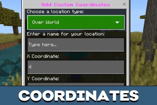 Coordinates from Location Diary Mod for Minecraft PE