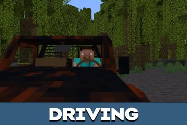 Driving from Abandoned Vehicles Mod for Minecraft PE