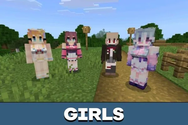 Girls from Waifus mod for Minecraft PE