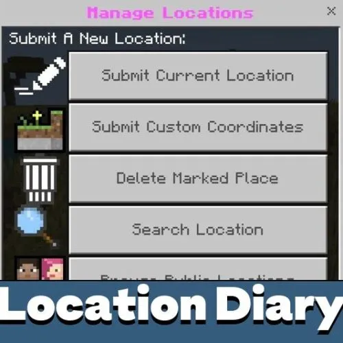 Location Diary Mod for Minecraft PE