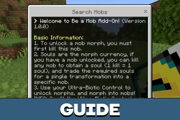 Guide from Be a Mob Mod for Minecraft PE