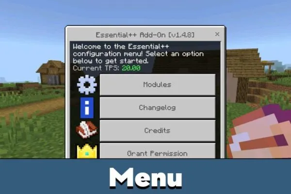 Menu from Keystone mod for Minecraft PE