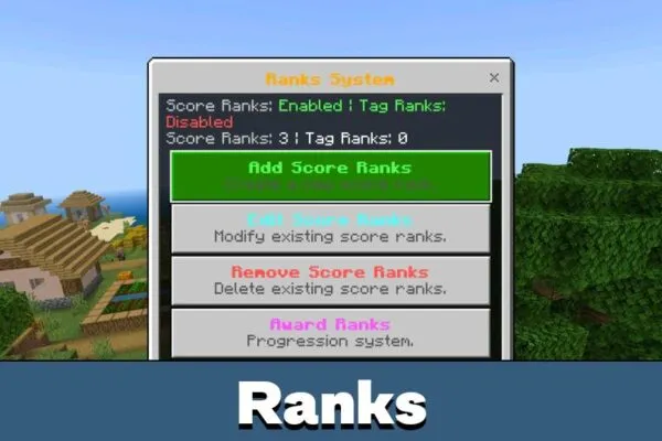Ranks from Scoreboard Mod for Minecraft PE