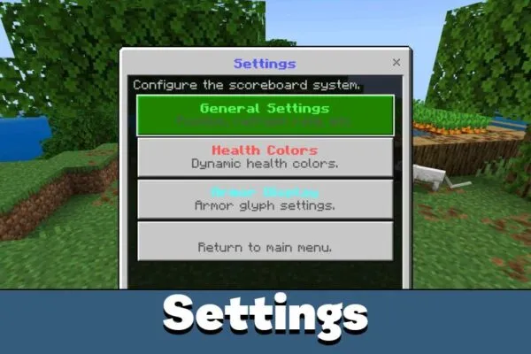 Settings from Scoreboard Mod for Minecraft PE