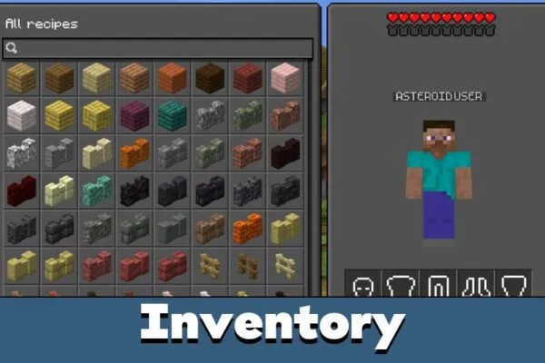 Inventory from Asteroid Client Texture Pack for Minecraft PE