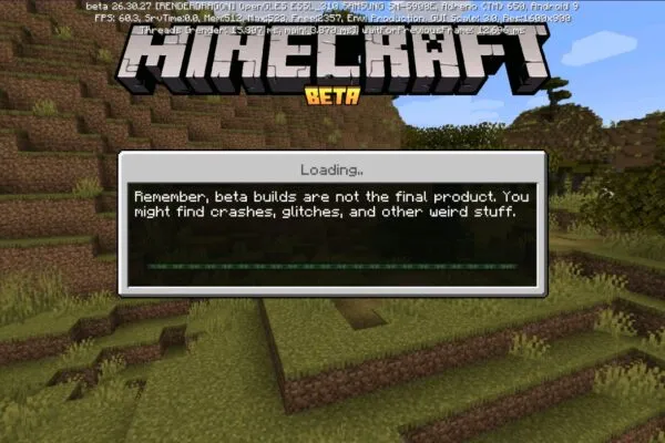Minecraft 26.30.27 apk loading
