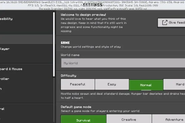 Minecraft 26.30.28 settings