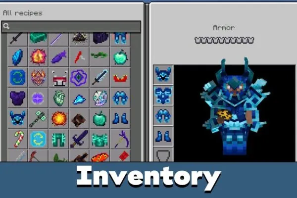 Inventory from Chaotic World Mod for Minecraft PE
