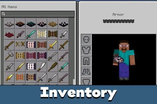 Inventory from Rise and Survive Mod for Minecraft PE