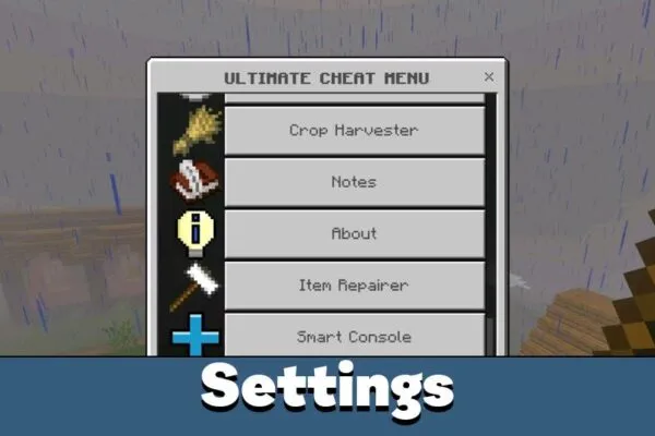Settings from Cheat Menu for Minecraft PE