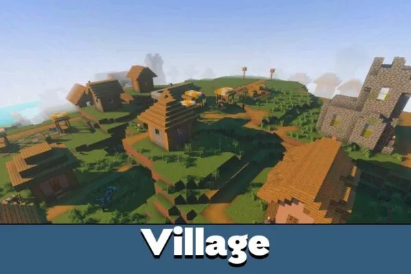 Village from Better Vibrant Visuals Shader Minecraft PE
