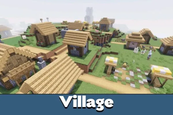 Village from Vibrant Visuals Extreme Shader for Minecraft PE