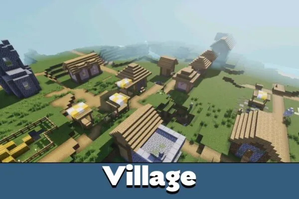 Village from Zyra Visuals Shader Minecraft PE