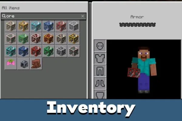 Inventory from Glowing Ores Texture Pack for Minecraft PE