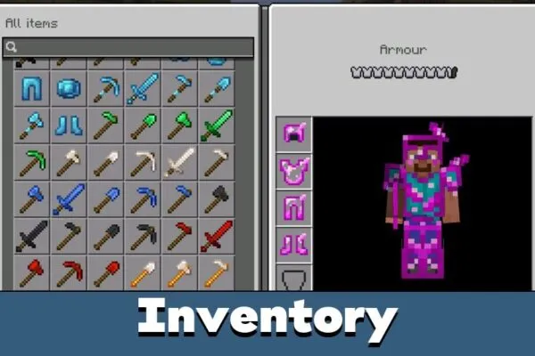 Inventory from More Tools Mod for Minecraft PE