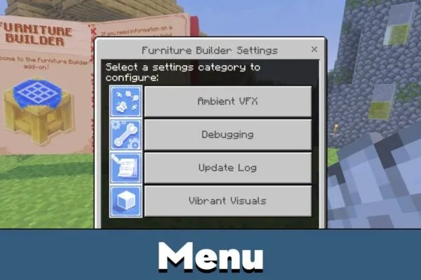 Menu from Mod Furniture Builder untuk Minecraft PE