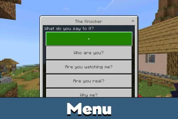 Menu from The Obsessed Mod for Minecraft PE