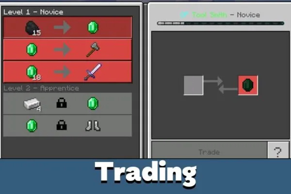 Trading from OP Tool Smith Mod for Minecraft PE