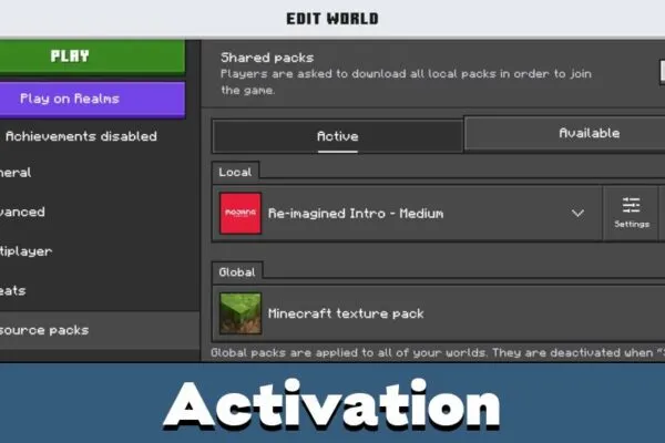Activation from Reimagined Intro Mod for Minecraft PE