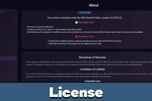 License from Nova Client for Minecraft PE
