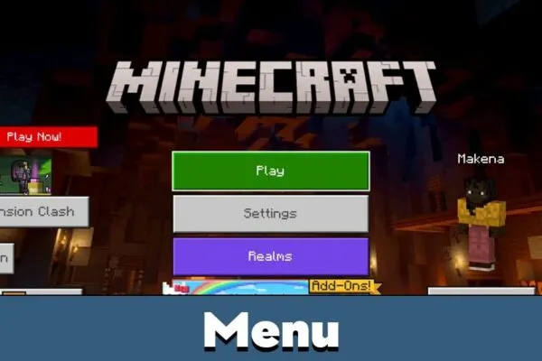 Menu from Reimagined Intro Mod for Minecraft PE